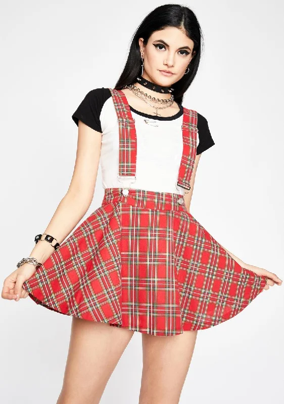 Women's Formal Event Outfit Crimson Class Act Suspender Skirt