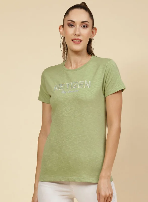 Stylish Women's Attire Women Green Embroidered Top