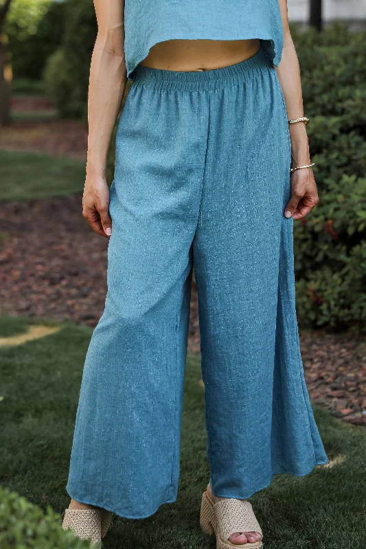 Women's Clothing Sets Vacay Bound Teal Pants - DU DEAL