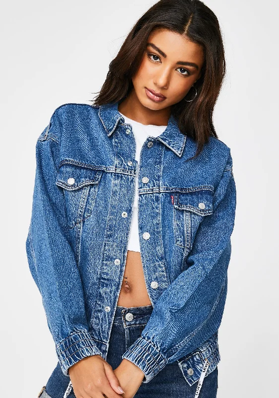 Women's Occasion Wear Clothes Double Cross Dad Trucker Jacket