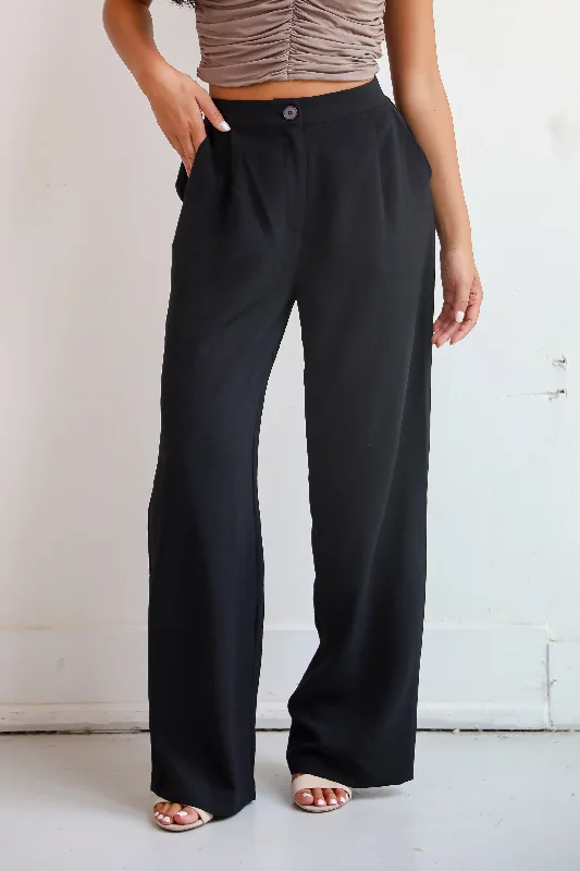 Women's Trendy Garments Aesthetic Attitude Black Trouser Pants