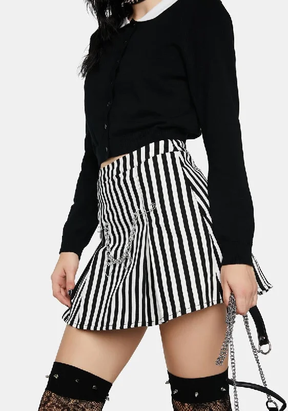 Women's Vacation Outfit Set Beetlejuice Stripe Goth Skort