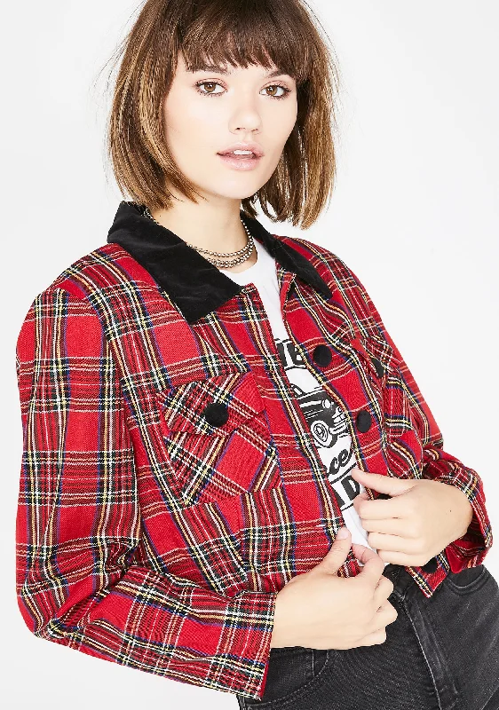 Women's Clothing For Special Occasions Vintage 90s Plaid Crop Jacket