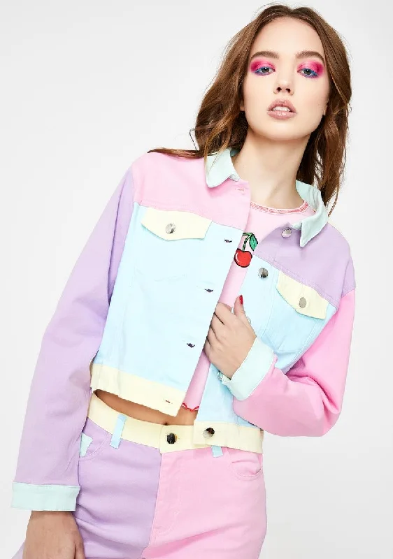 Stylish Women's Outerwear Apparel Pretty In Pastel Denim Jacket