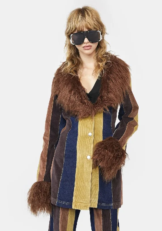 Women's High-Fashion Attire The Peace Train Faux Fur Jacket