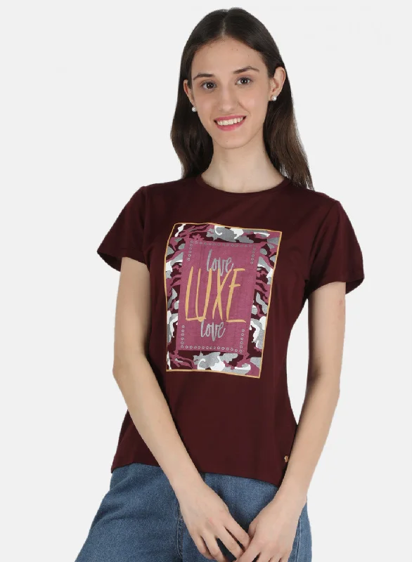 Women's Resort Apparel Women Maroon Printed Top