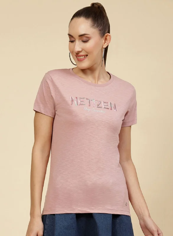 Affordable Women's Attire Women Pink Embroidered Top