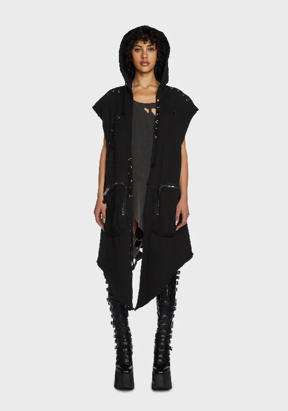 Women's Contemporary Apparel Replay Unisex Hooded Cargo Vest - Black