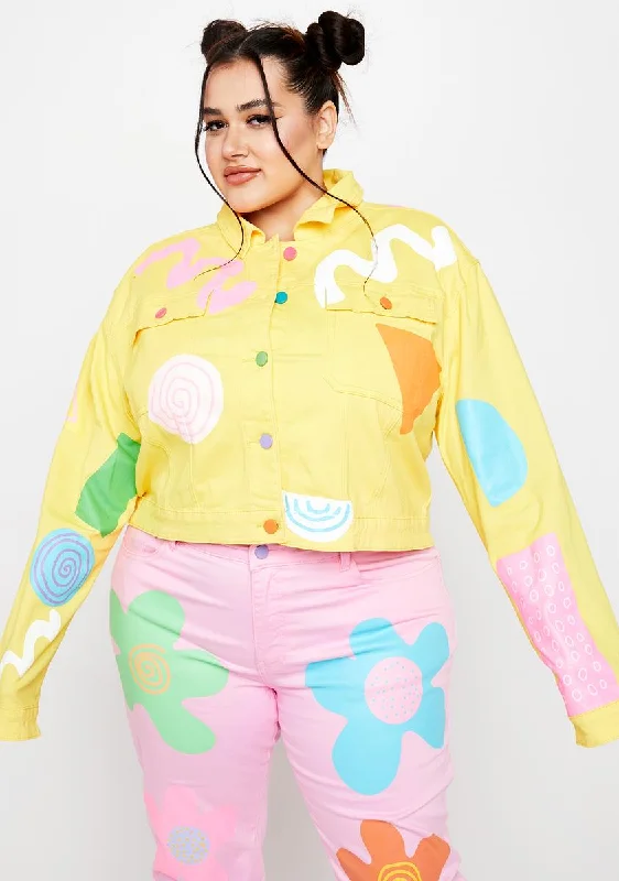 Women's Luxury Garments Plus Lemon Drop Trucker Jacket