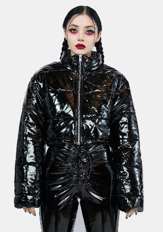 Women's Sporty Chic Clothes In The City Vinyl Puffer Jacket