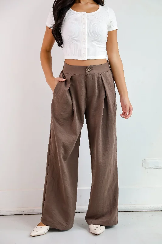 Women's Classic Outfit Chic Splendor Brown Trouser Pants