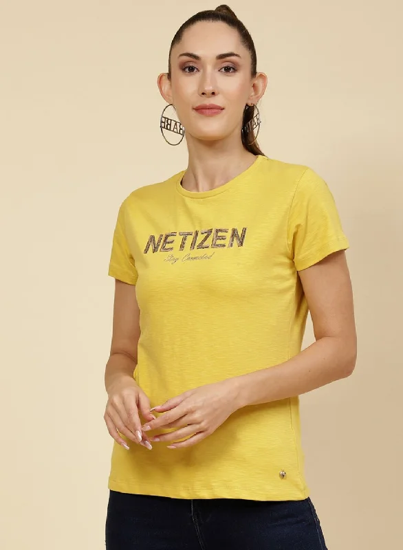 Women's Vacation Outfit Women Yellow Embroidered Top