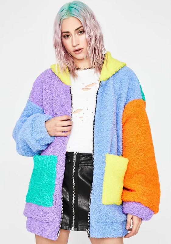 Women's Evening Wear Outfit Candy Dreams Oversized Teddy Jacket