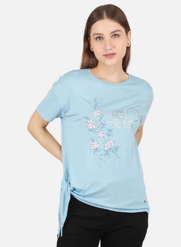 Women's Fashion-Forward Apparel Women Sky Blue Printed Top