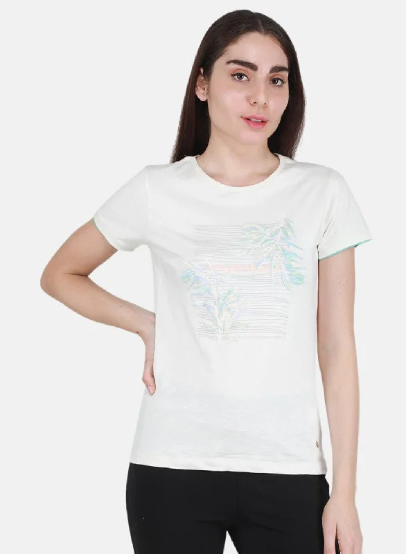 Comfortable Women's Clothes Women Off White Printed Top