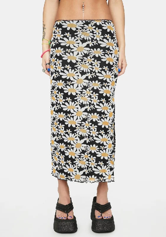 Women's Trendy Casual Clothes Ditsy Floral Slit Maxi Skirt