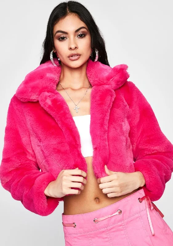 Fashionable Women's Outfit Sweet Pure Euphoria Faux Fur Jacket