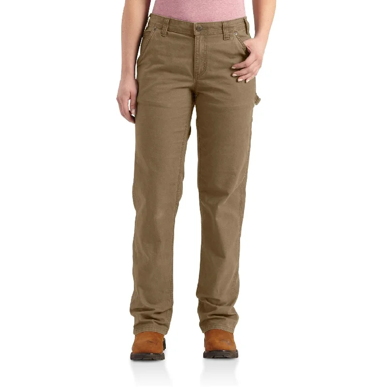 Women's Travel Outfit Set Carhartt Women's Rugged Flex® Loose Fit Crawford Pant_Yukon