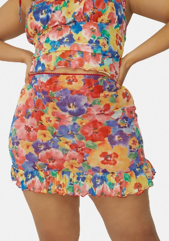 Women's High-Fashion Clothes Plus Spring State Of Mind Floral Ruffle Mini Skirt