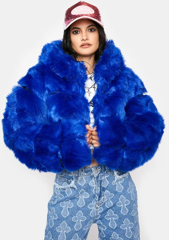 Women's Everyday Clothes Blue Gracelle Faux Fur Coat