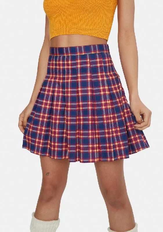 Women's Athletic Clothes Navy Emily Plaid Skirt