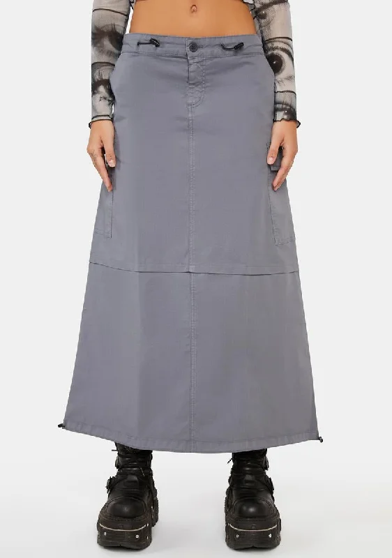 Women's Trendy Apparel Ruby Stone Blue Maxi Tech Cargo Skirt