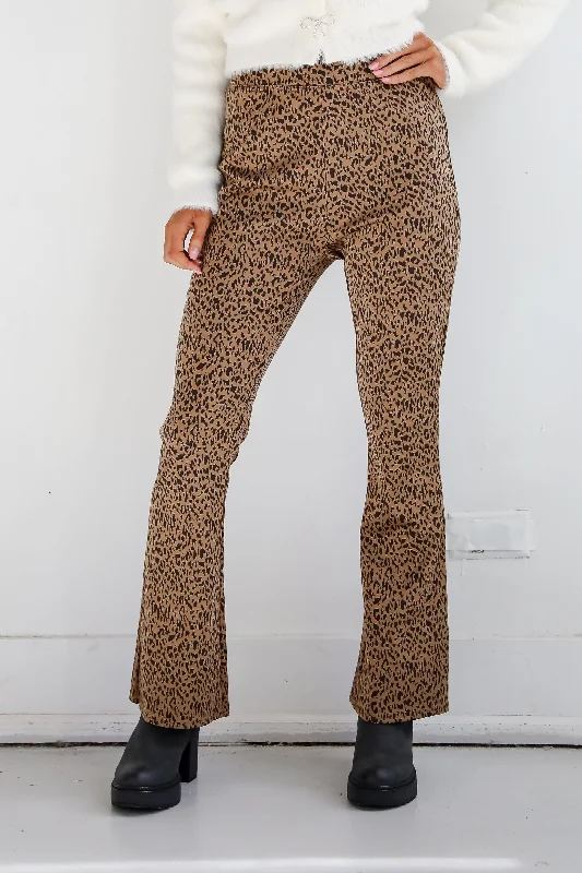 Women's Comfortable Lounge Outfit Wild Vision Leopard Flare Pants - DOORBUSTER