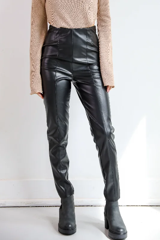 Women's Evening Attire Regal Passion Black Leather Pants