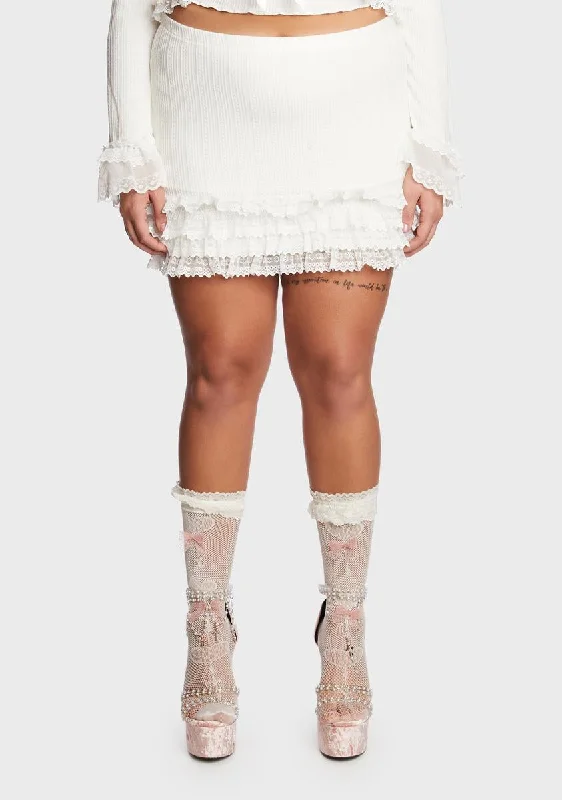 Sustainable Fashion Clothing For Women Plus Mistletoe Moves Mini Skirt- Off White