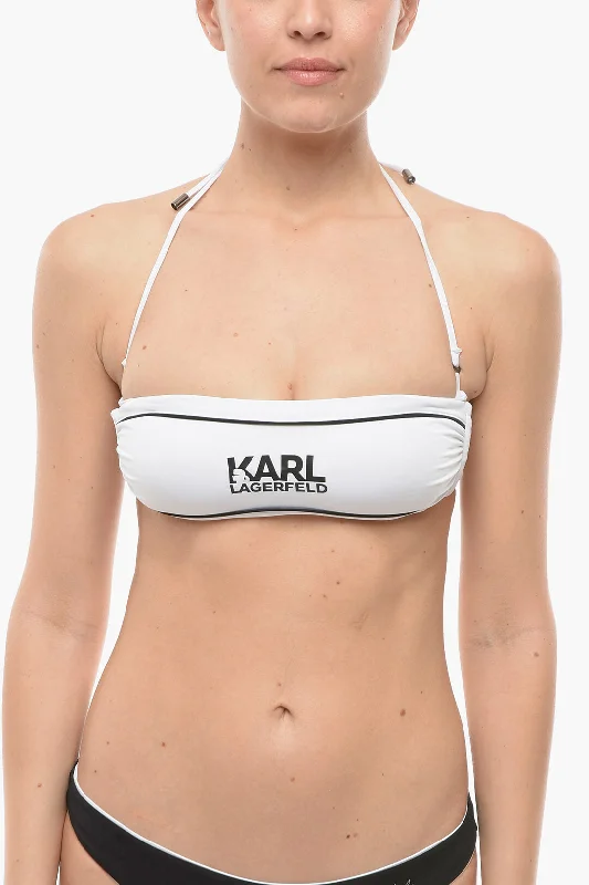 Women's Travel Attire Karl Lagerfeld Contrasting Details Bandeau Bikini Top