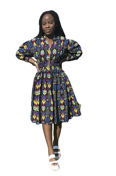 Women's Tops And Clothing African Midi knee Length dress, African Print.