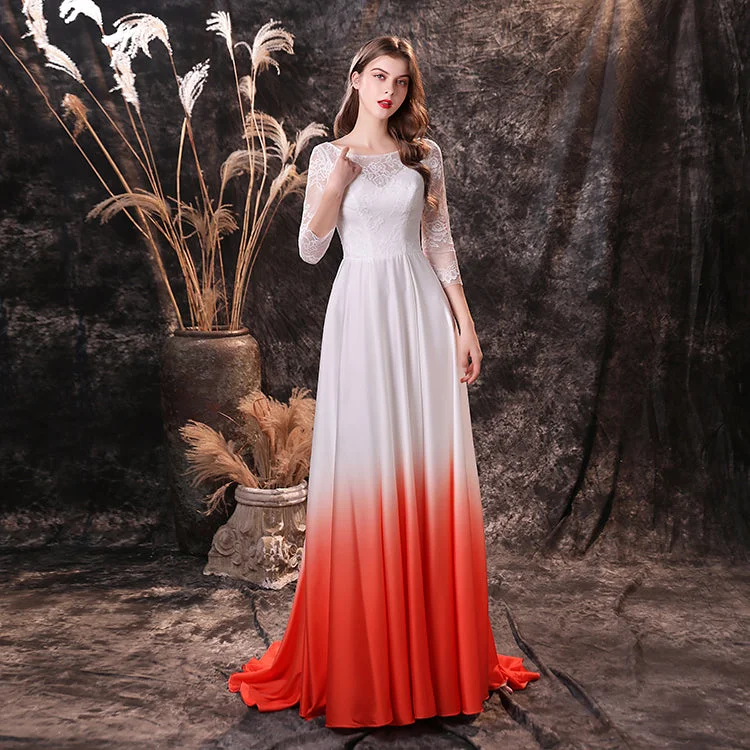 Women's Resort Garments Gradient Satin Chiffon Round Neck Backless Maxi Dress