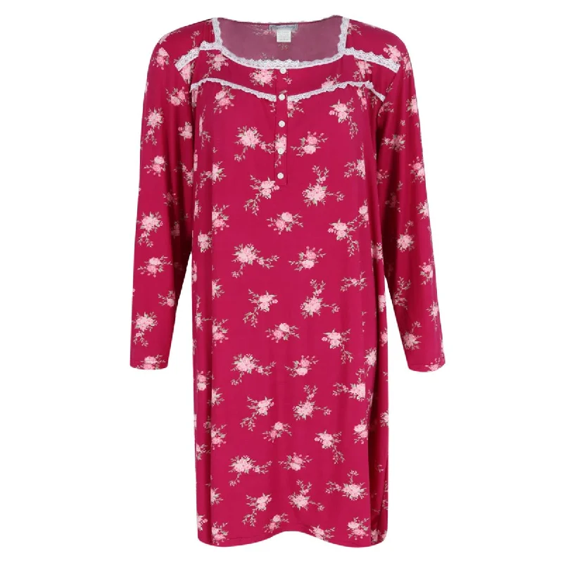 Women's Party Outfit Women's Plus Size Floral Lace Long Sleeve Sleep Gown