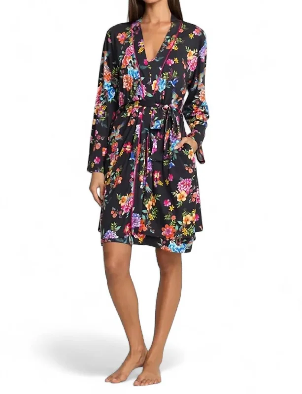 Women's Elegant Apparel Sognatore Nero's Sleep Robe In Multicolor