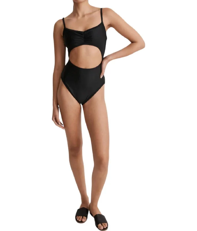 Stylish Women's Apparel Cinched Cutout One-Piece Swimsuit In Black