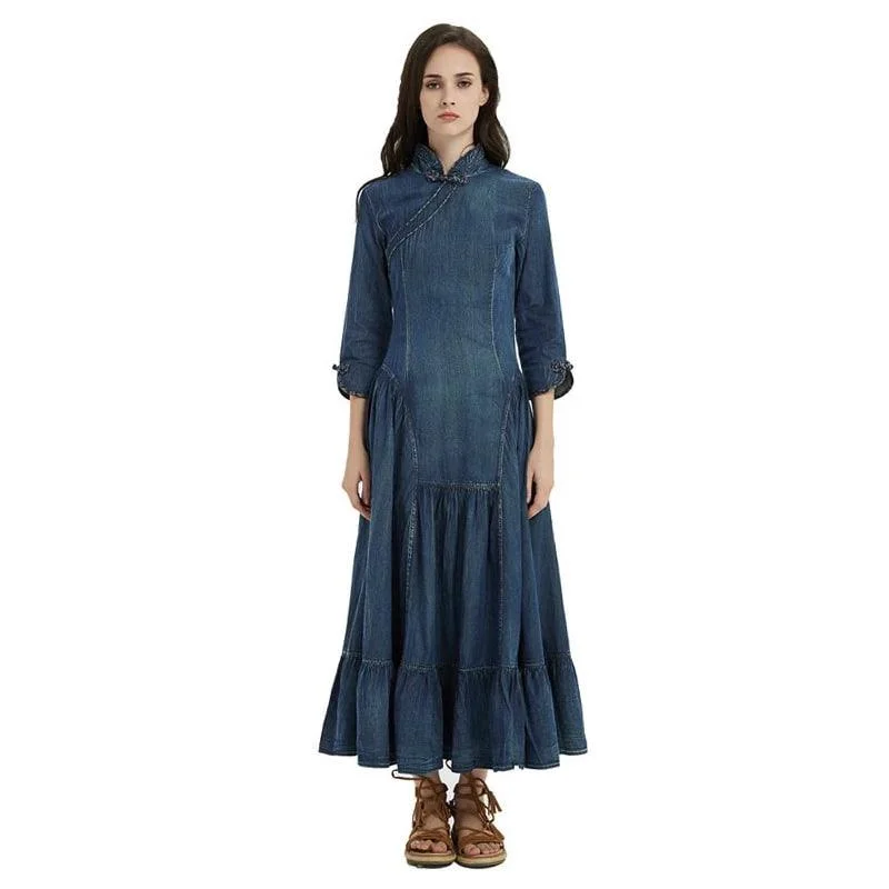 Women's Chic Outfit Autumn Vintage Denim Women Dress