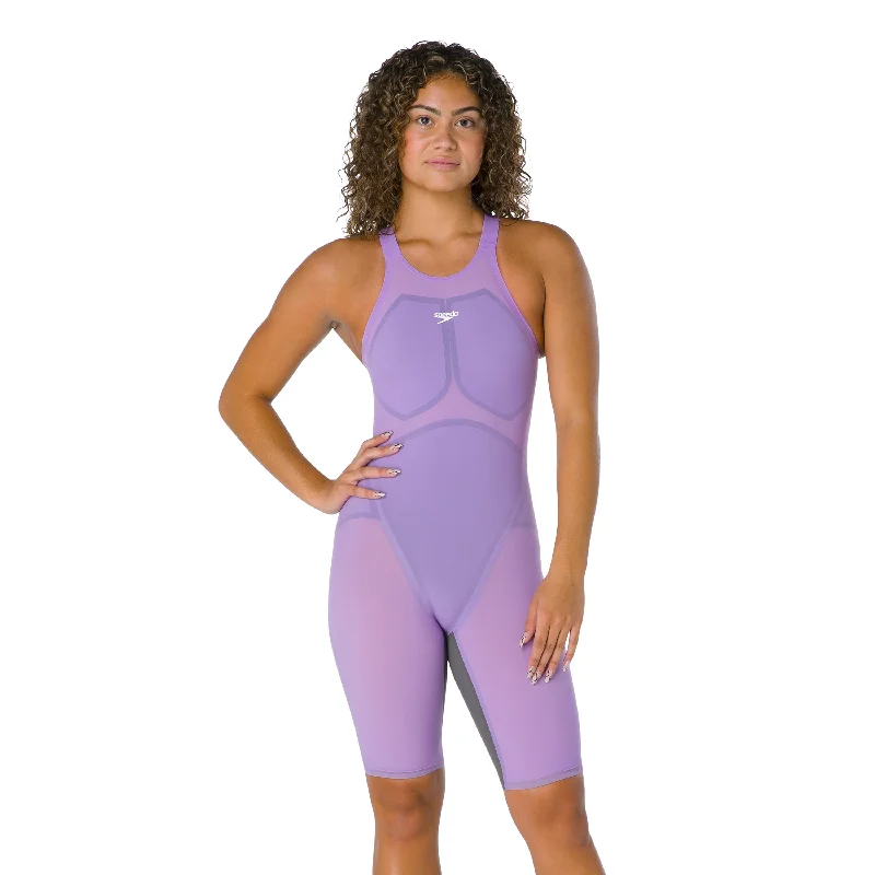 Casual Attire For Women Speedo LZR Pure Valor Kneeskin Open Back- Lilac (Size 24)