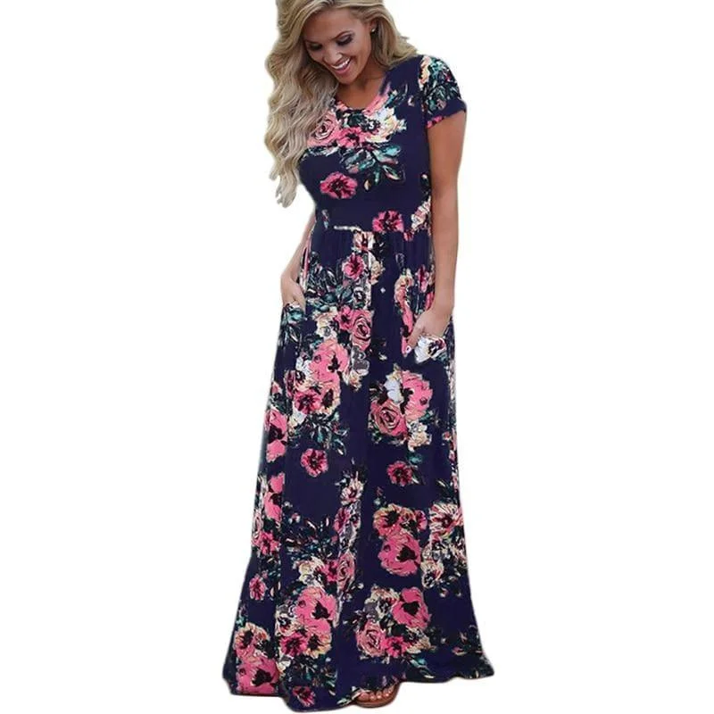 Fashionable Women's Clothes Women Floral Print Long Maxi Dress