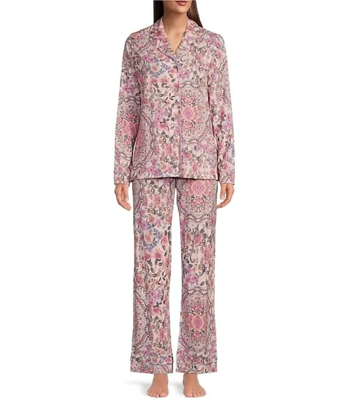 Women's Casual Apparel For Weekends Aussie Long Sleeve Pajama Set In Pink Multi