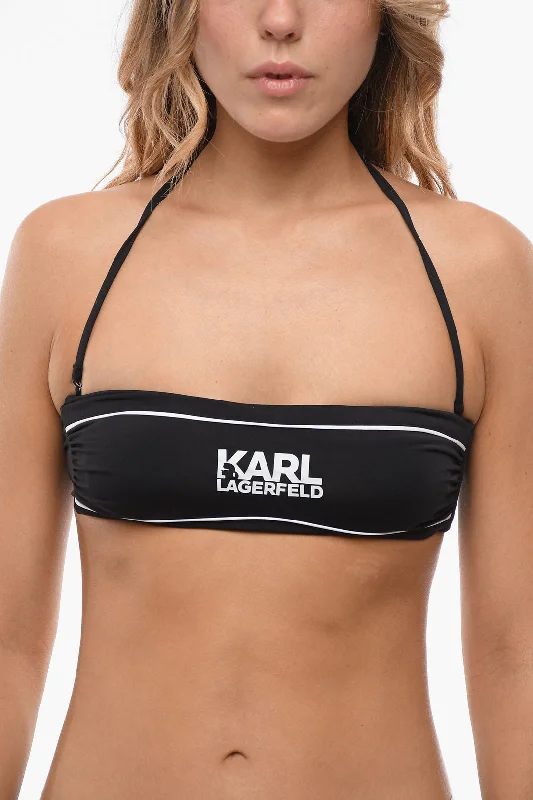 Women's Seasonal Garments Karl Lagerfeld Bandeau Bikini Top with Printed Contrasting Details