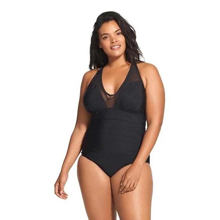 Women's High-Fashion Clothes Speedo Mesh V-Neck One Piece