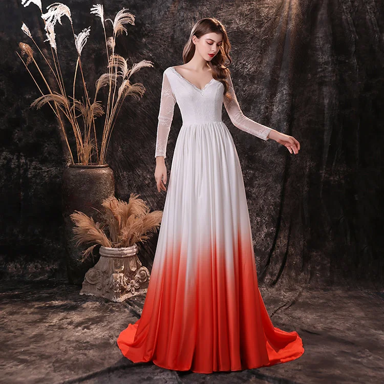 Charming Women's Garments V neck Lace Trim  Satin Chiffon Backless Maxi Dress