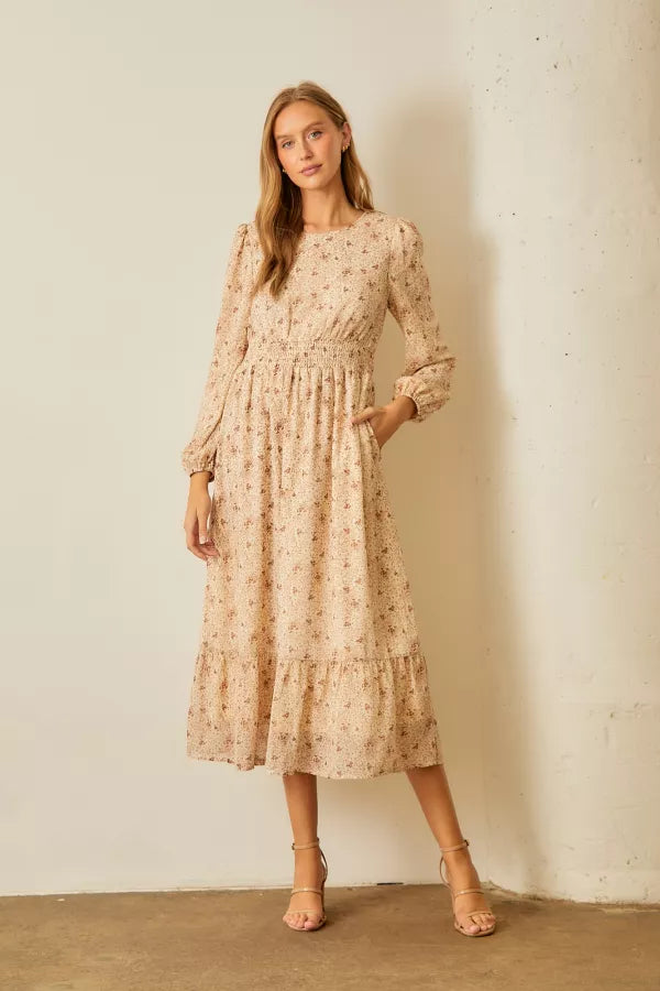 Tailored Clothing For Women The Clarice Printed Maxi Dress in Cream