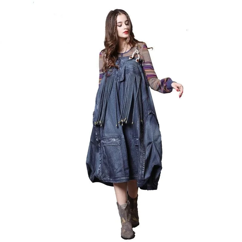 Women's Seasonal Wardrobe Clothing Boho Overalls Denim Dress