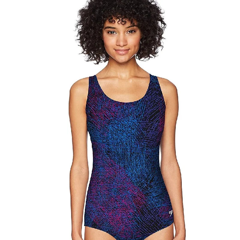 Stylish Women's Clothing Speedo Print Contour Back One Piece