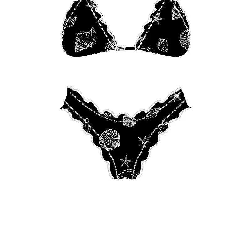 Women's Clothing And Garments Sets Seashell Bikini Set In Black