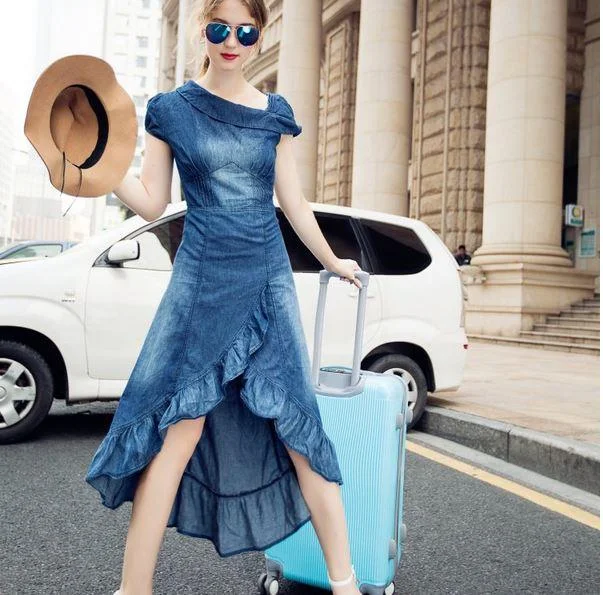 Women's Athletic Outfit Fishtail Summer Denim Dress