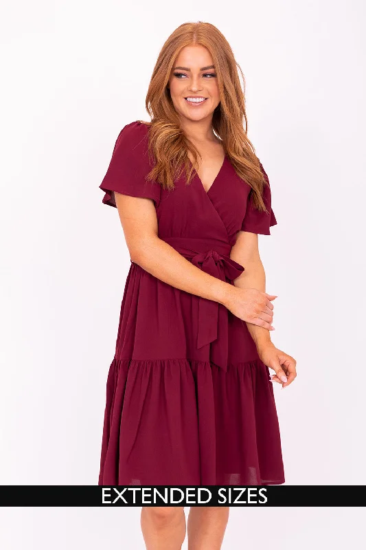 Women's Evening Apparel The Elyse Midi Dress in Claret Red FINAL SALE