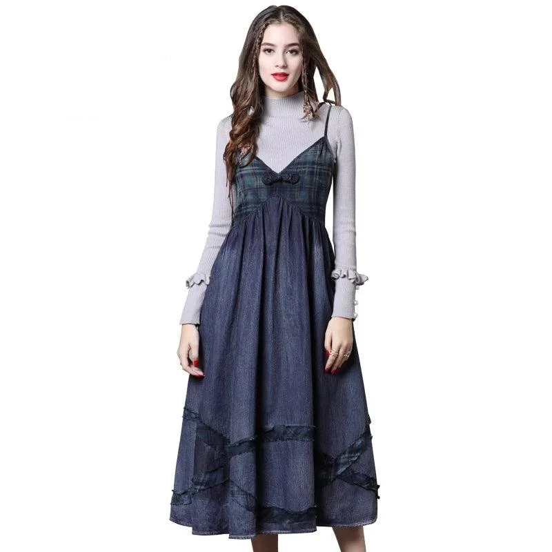 Women's Outfit For The Office Vintage Autumn Denim Dress