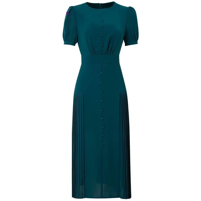 Women's Holiday Clothing Green Vintage Midi Dress